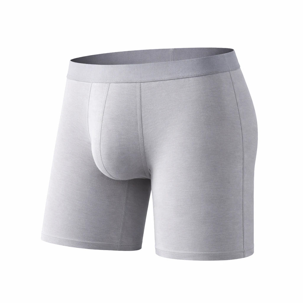Men's Bamboo Fiber Boxer Briefs Soft  5 Pack Light Gray