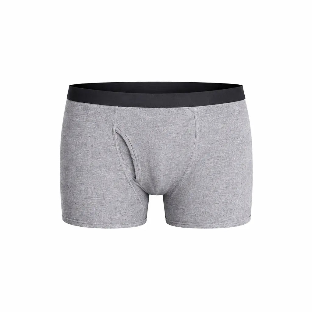Breathable Men's Cotton Boxer Briefs Flexible Fit for Daily Wear Grey