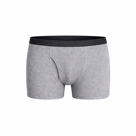 Breathable Men's Cotton Boxer Briefs Flexible Fit for Daily Wear Grey