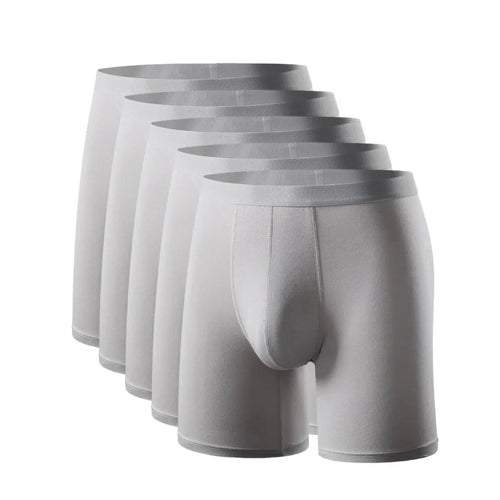 Men's Bamboo Fiber Boxer Briefs Soft  5 Pack Light Gray